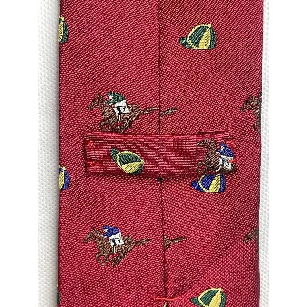 VTG Polo Ralph Lauren Jockey Tie Horse Equestrian Red Seta Silk Italian Necktie
